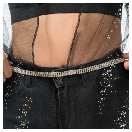 CEINTURE STRASS ARGENT TU - 113CM