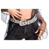 CEINTURE BOUCLE STRASS ET PAILLETTES ARGENT 112CM X 3.8 CM