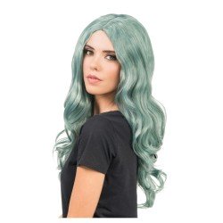 PERRUQUE MANGA LUNA CHEVEUX LONGS ONDULES VERT SANS FRANGE