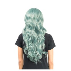 PERRUQUE MANGA LUNA CHEVEUX LONGS ONDULES VERT SANS FRANGE