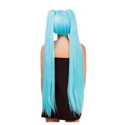 PERRUQUE MANGA COSPLAY HANA CHEVEUX LONGS COUETTES BLEUES AVEC FRANGE