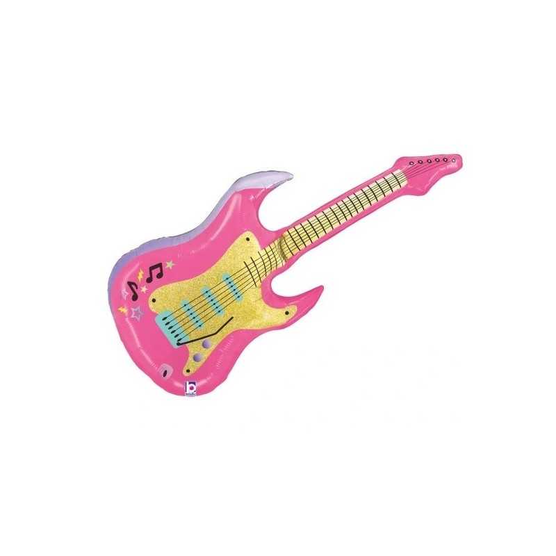 BALLON METALLIQUE GUITARE ROSE 99 CM