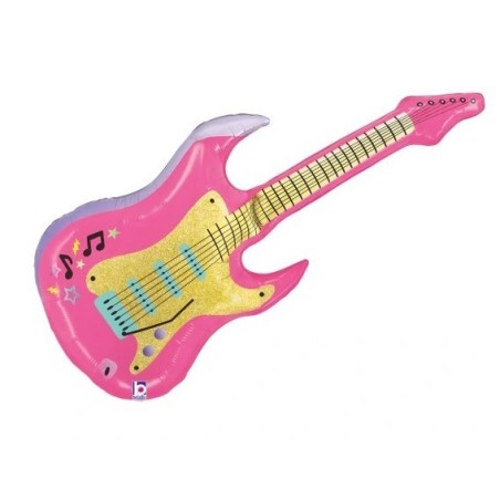 BALLON METALLIQUE GUITARE ROSE 99 CM