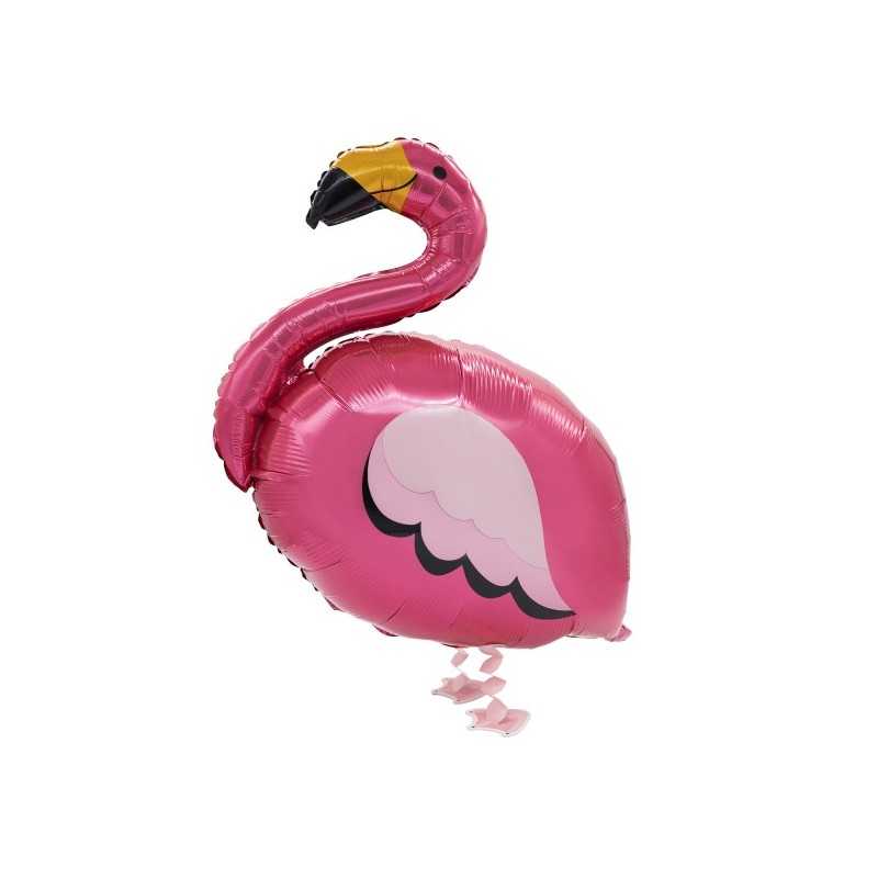 BALLON METALLIQUE MARCHEUR AIRWALKER FLAMANT ROSE 83 X 71 CM 