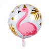 BALLON METALLIQUE ROND FLAMANT ROSE 45 CM  BALLON METALLIQUE ROND FLAMANT ROSE 45 CM