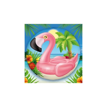 BALLON METALLIQUE ROND 45 CM FLAMANT ROSE 