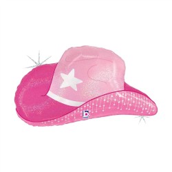 BALLON METALLIQUE CHAPEAU WESTERN COWGIRL ROSE 66 CM