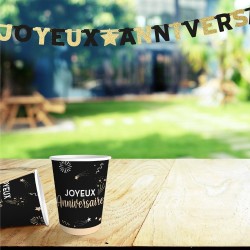 GUIRLANDE JOYEUX ANNIVERSAIRE 3M OR ET NOIR 