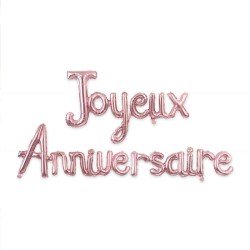 GUIRLANDE BALLON  JOYEUX ANNIVERSAIRE ROSE GOLD 3 METRES 