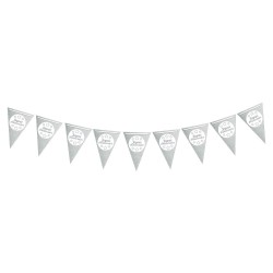 GUIRLANDE FANION JOYEUX ANNIVERSAIRE ARGENTEE 300 CM 