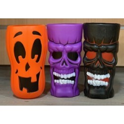 GOBELETS PERSONNAGES HALLOWEEN 8 X 15,5 CM 3 COULEURS ASSORTIES VIOLET ORANGE NO