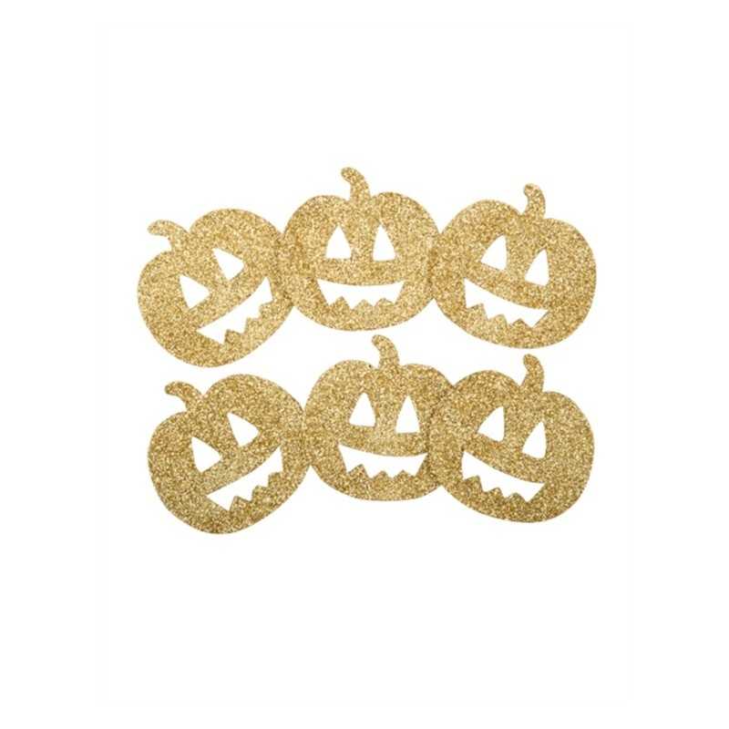 6 CONFETTIS OR BRILLANT PAILLETTE CITROUILLE