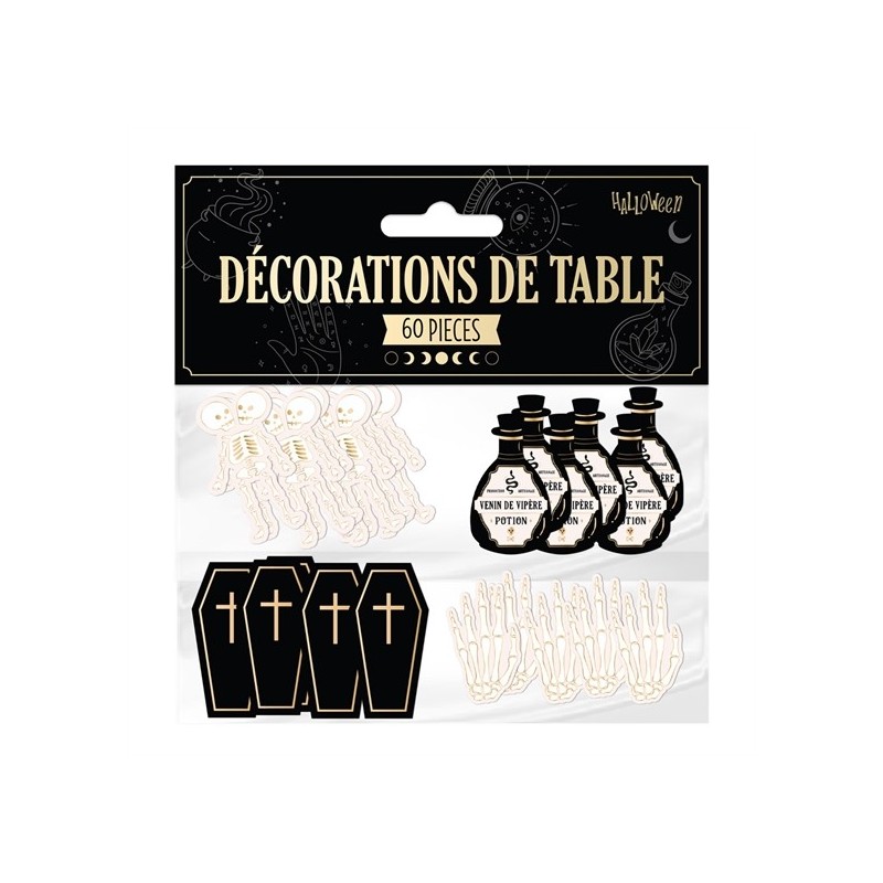 CONFETTIS DE TABLE HALLOWEEN SQUELETTE FIOLE ET CERCEUIL
