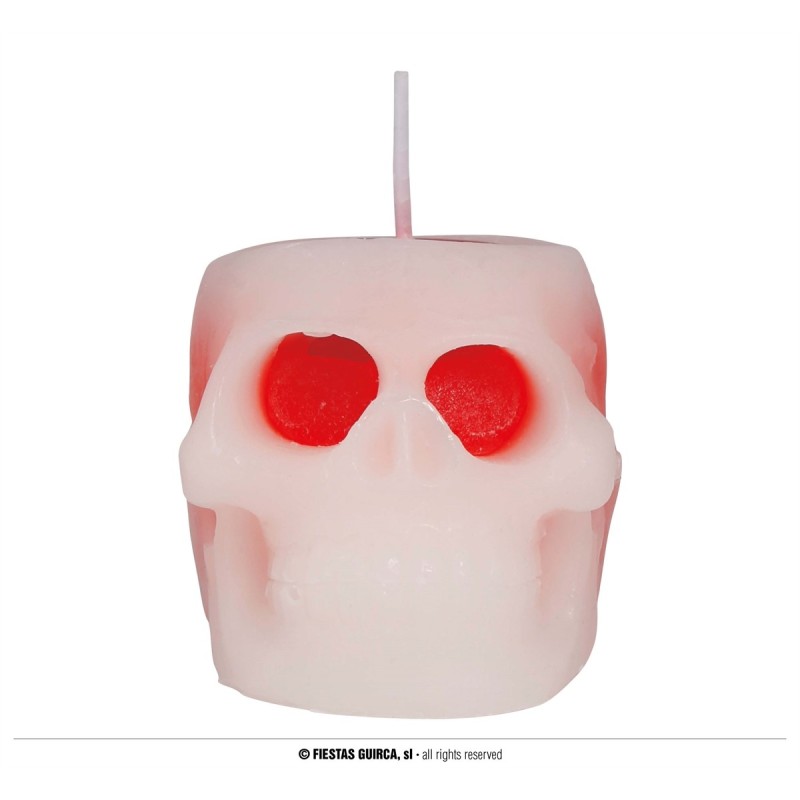 BOUGIE TETE DE SQUELETTE  AVEC SANG 6 CM BOUGIE TETE DE SQUELETTE  AVEC SANG 6 CM