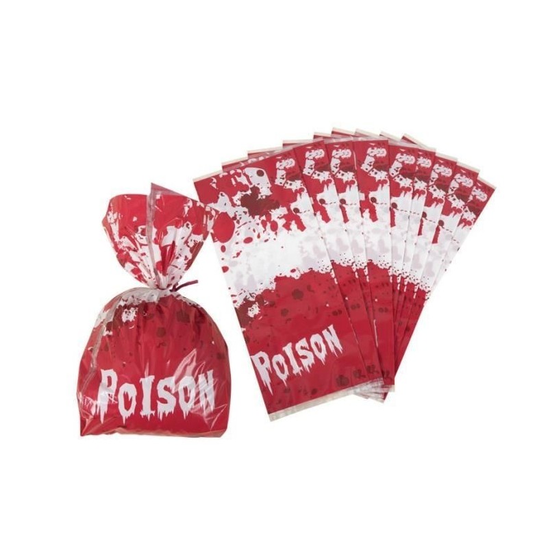 SACHET A BONBON HALLOWEEN SANGLANT PAR 20 10 X 24 CM  SACHET A BONBON HALLOWEEN SANGLANT PAR 20 10 X 24 CM