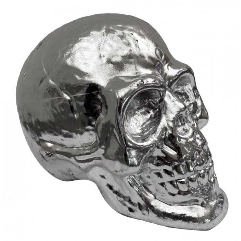 TETE DE MORT ARGENT 17 CM X 11.5 X 13.5 CM 