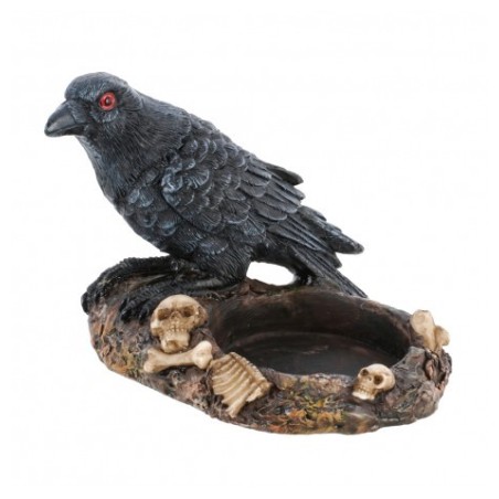 BOUGEOIR CHAUFFE PLAT CORBEAU RESINE 8 CM X 6 CM X 6.5 CM MODEL ASSORTIS