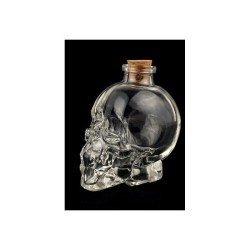 BOUTEILLE EN VERRE TETE DE MORT OU CRANE TRANSPARENT 400 ML 8.5X10X14CM