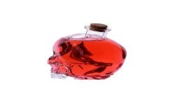 BOUTEILLE EN VERRE TETE DE MORT OU CRANE TRANSPARENT 400 ML 8.5X10X14CM