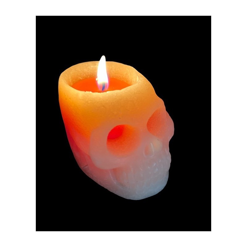 BOUGIE TETE DE MORT BLANC  5 X 7 X 5 CM BOUGIE TETE DE MORT BLANC  5 X 7 X 5 CM