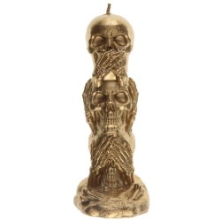 BOUGIES TETES DE MORT OR HALLOWEEN 12.5 CM