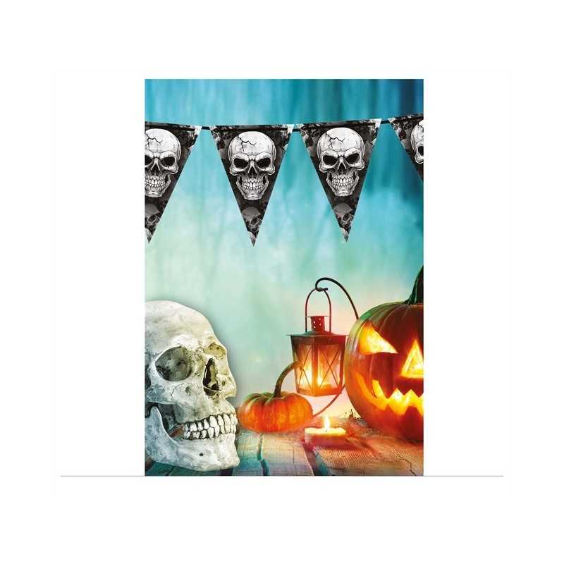 GUIRLANDE FANION HALLOWEEN TETE DE MORT 300 CM 
