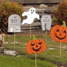 DECORATION JARDIN A PLANTER HALLOWEEN CITROUILLES FANTOMES ET PIERRES TOMBALES