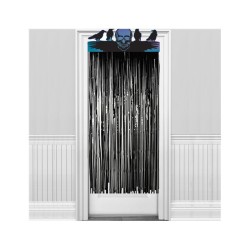 DECORATION RIDEAU DE PORTE HALLOWEEN TETE DE MORT ET CORBEAUX