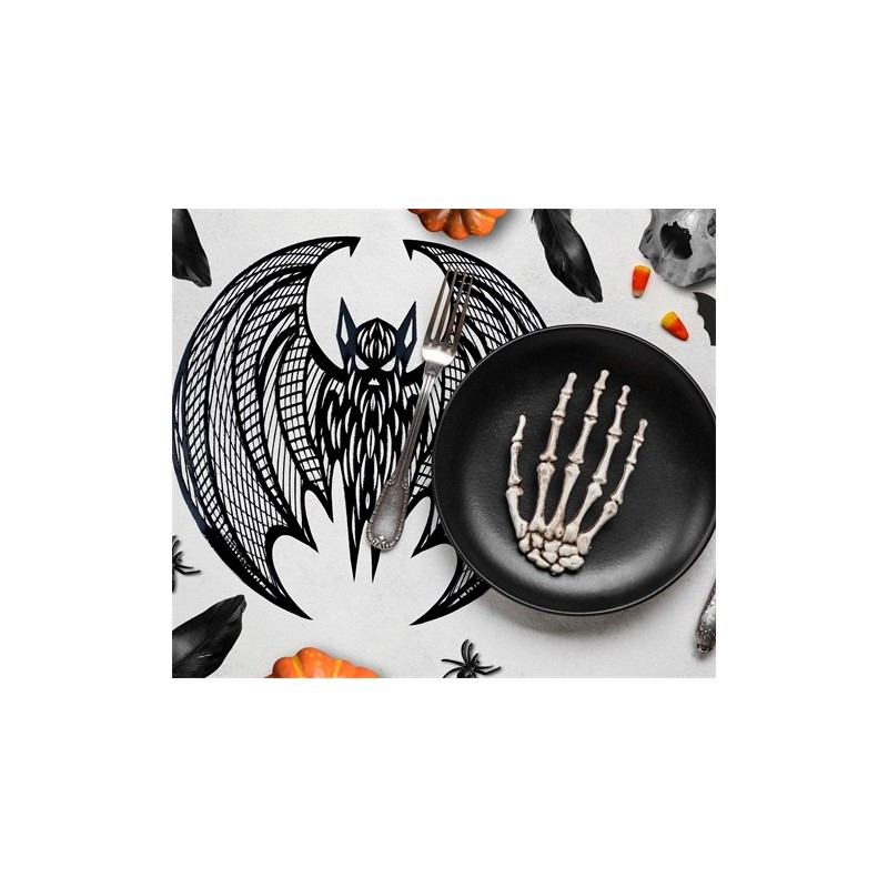 SET DE TABLE HALLOWEEN NOIR CHAUVE SOURIS 38 CM SET DE TABLE HALLOWEEN NOIR CHAUVE SOURIS 38 CM