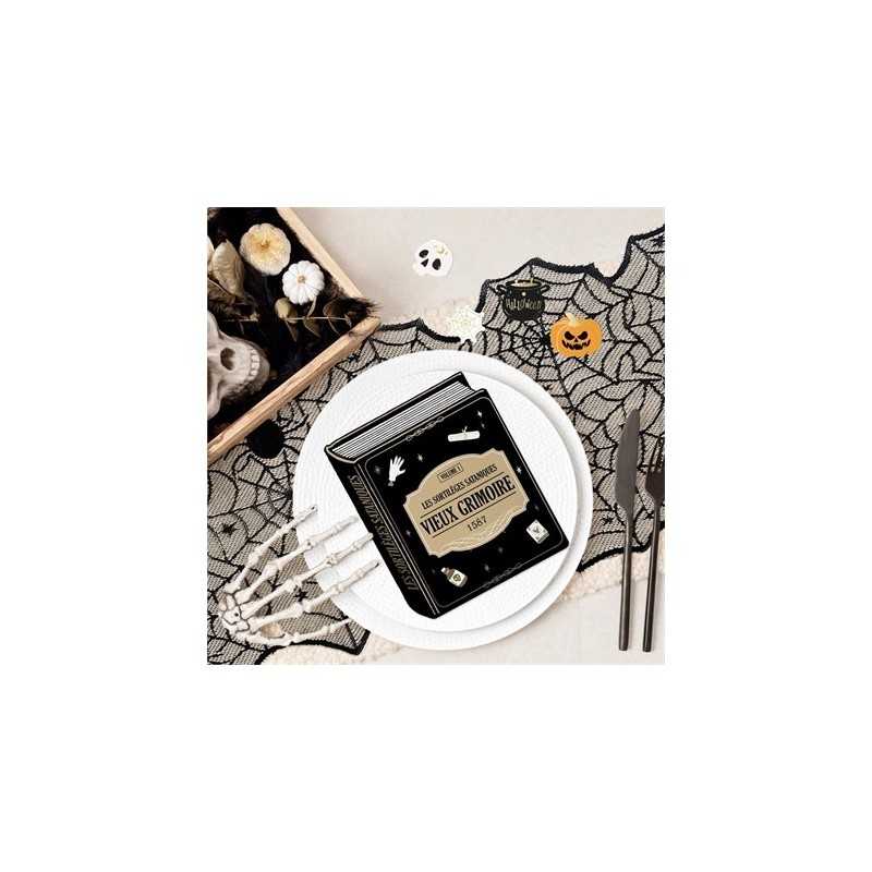 Chemin De Table Halloween Toile D'araignée Dentelle Noire - 45x193 Cm - Polyester, Lavable - Décoration Effrayante Pour Fête