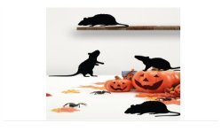 DECORATION CARTON 4 RATS NOIR 47 CM 