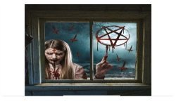 DECORATION DE MUR OU FENETRE HALLOWEEN FILLE POSSEDE 60 X 80 CM
