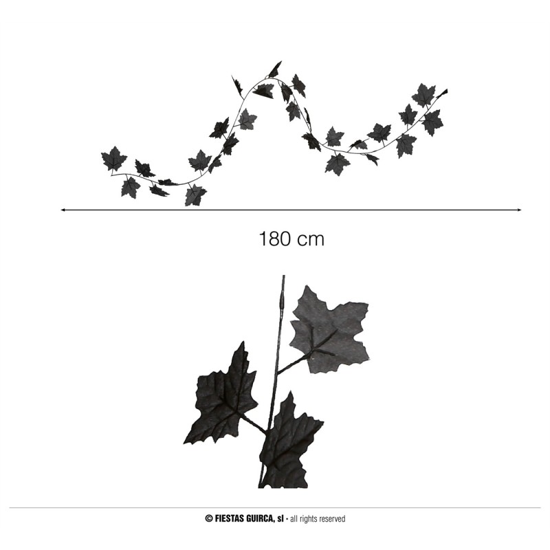 GUIRLANDE FEUILLES D'AUTOMNE ERABLE NOIRE 180 CM GUIRLANDE FEUILLES D'AUTOMNE ERABLE NOIRE 180 CM