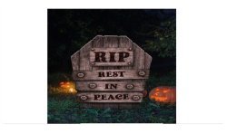 DECORATION PIERRE TOMBALE RESTE IN PEACE TETE DE MORT 56 CM 