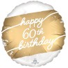BALLON ROND METALLIQUE BLANC ET DORE HAPPY 60 TH BIRTHDAY 43 CM