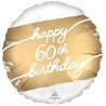 BALLON ROND METALLIQUE BLANC ET DORE HAPPY 60 TH BIRTHDAY 43 CM 
