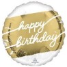 BALLON ROND METALLIQUE BLANC ET DORE HAPPY  BIRTHDAY 43 CM  BALLON ROND METALLIQUE BLANC ET DORE HAPPY  BIRTHDAY 43 CM