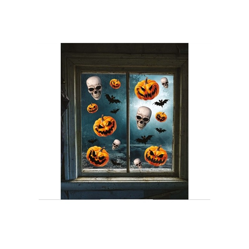 DECORATION HALLOWEEN VITRE CITROUILLE ET TETE DE MORT  DECORATION HALLOWEEN VITRE CITROUILLE ET TETE DE MORT