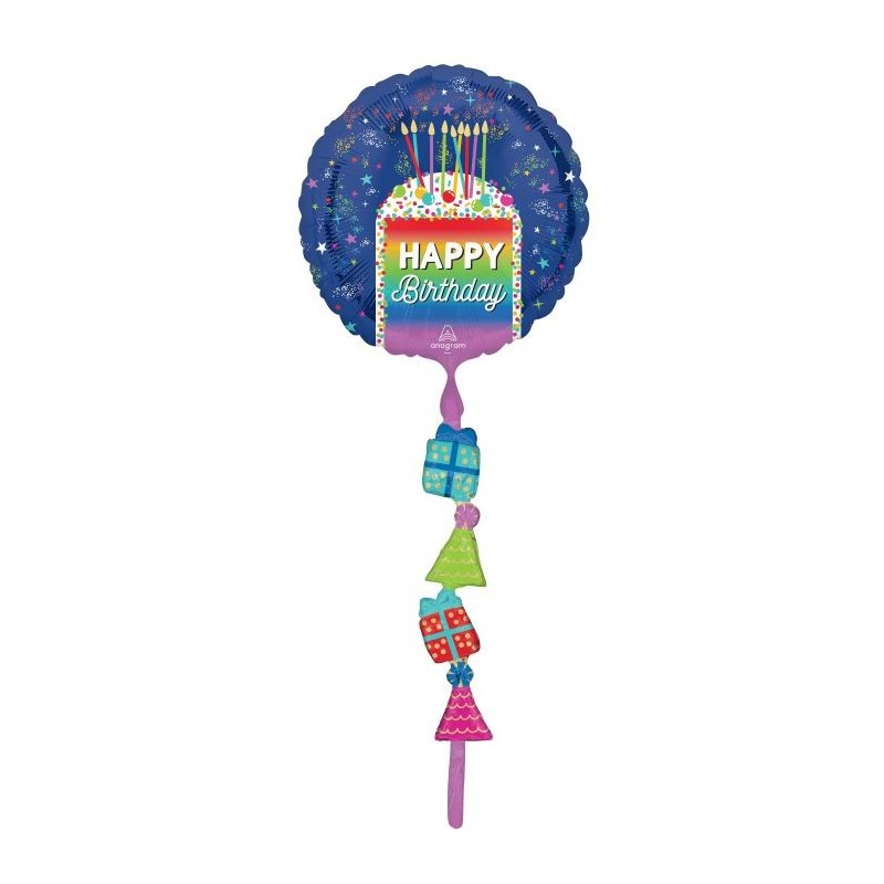 BALLON METALLIQUE  ROND AIRWALKER HAPPY BIRTHDAY MULTICOULEUR 60 X 170 CM  BALLON METALLIQUE  ROND AIRWALKER HAPPY BIRTHDAY MULTICOULEUR 60 X 170 CM