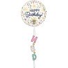 BALLON METALLIQUE ROND BLANC AIRWALKER HAPPY BIRTHDAY MULTICOULEUR 60 X 170 CM 