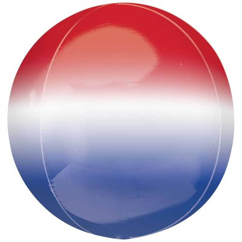 BALLON METALLIQUE ORBZ BLEU, BLANC, ROUGE 38 CM X 40 CM 