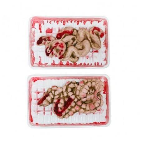 INTESTIN/ BOYAUX LATEX ENSANGLANTE 26 X 14 X 3 CM DANS BARQUETTE