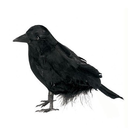 CORBEAU NOIR EN PLUMES DE 30 CM