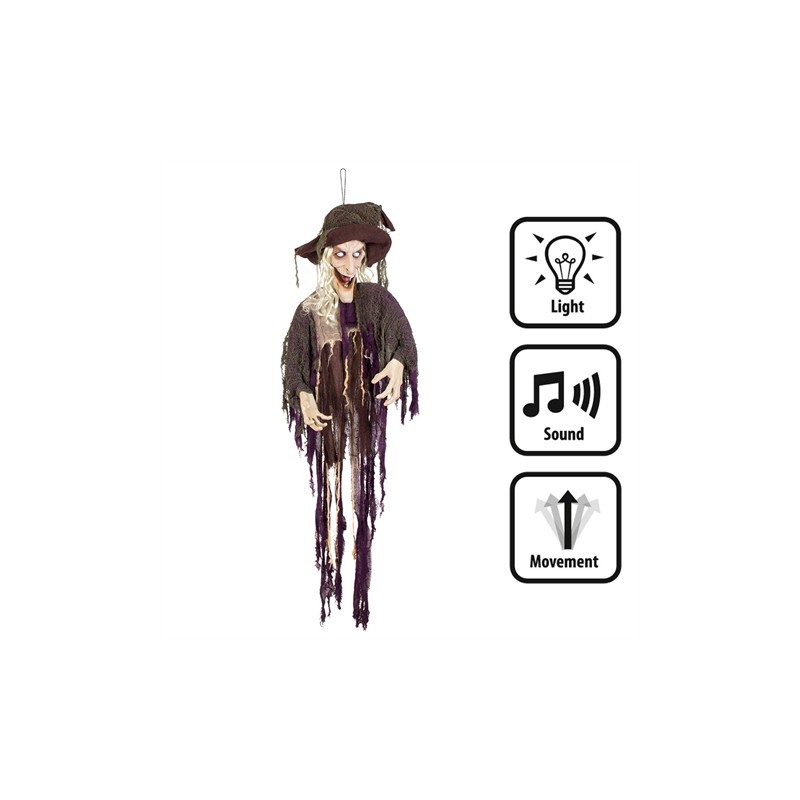 DECORATION HALLOWEEN SUSPENDUE SORCIERE QUI RIT 170CM DECORATION HALLOWEEN SUSPENDUE SORCIERE QUI RIT 170CM