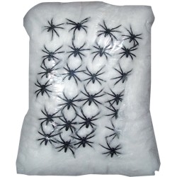 TOILE D'ARAIGNEE BLANCHE AVEC ARAIGNEES 500 G
