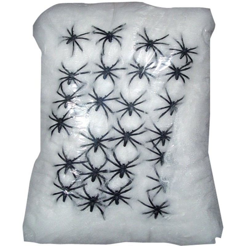 TOILE D'ARAIGNEE BLANCHE AVEC ARAIGNEES 500 G  TOILE D'ARAIGNEE BLANCHE AVEC ARAIGNEES 500 G