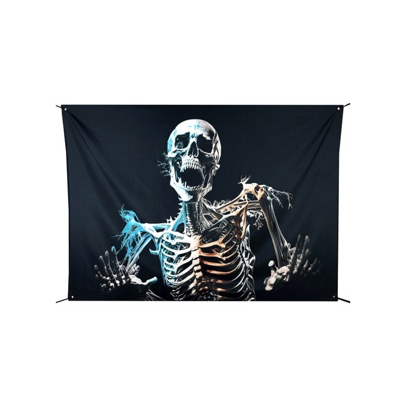 TOILE DE FOND HANTEE EN TISSUS SQUELETTE SUR FOND NOIR 210 X 150 CM TOILE DE FOND HANTEE EN TISSUS SQUELETTE SUR FOND NOIR 210 X 150 CM