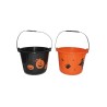 SEAU A BONBONS TRICK OR TREAT NOIR OU ORANGE 22.5  X 18.5 CM HALLOWEEN