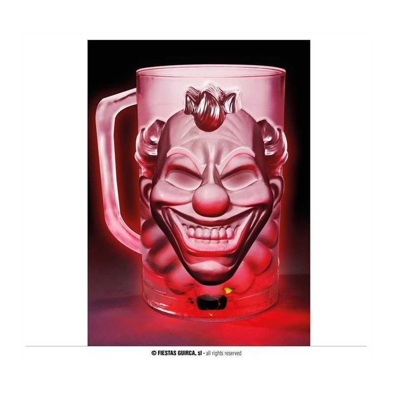 VERRES OU CHOPE LUMINEUX HALLOWEEN CLOWN AFFREUX