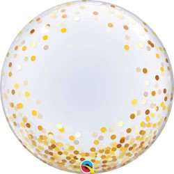 BALLON DECO BUBBLE CONFETTIS OR 61 CM
